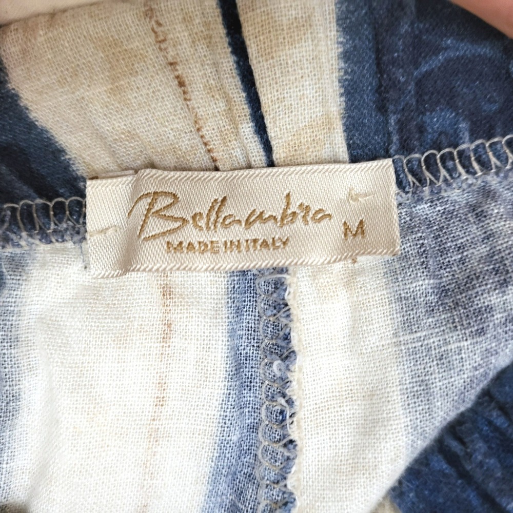 Bellambra Italy Blue Ivory Stripe Wide Leg Resortwear Loungewear Coastal Pants M - Picture 4 of 8